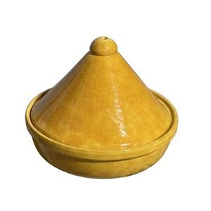 Vintage Traditional Moroccan Mustard Yellow Tagine Cooking Pot (Made in Italy)